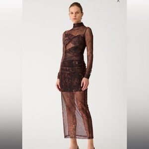 MISHA COLLECTION Brown Asymmetrical Bodycon Dress